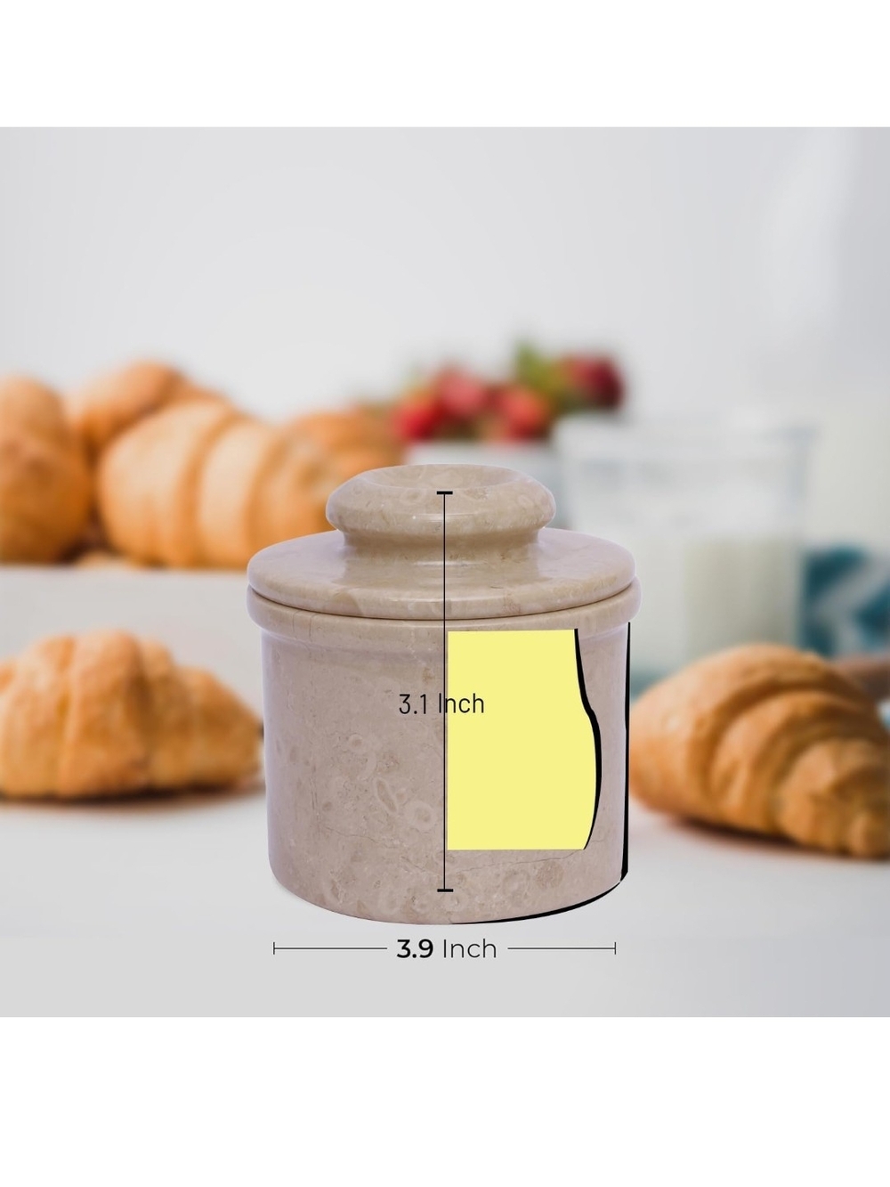Butter Bell-Minimum Beige Marble Jar and Mortar Set - Picture 10 of 14